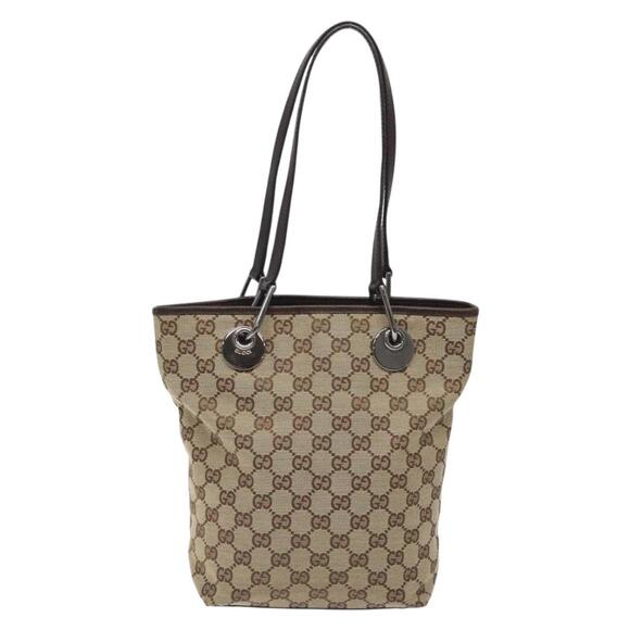 GUCCI GG Canvas Tote Bag Beige Silver - Picture 3 of 16